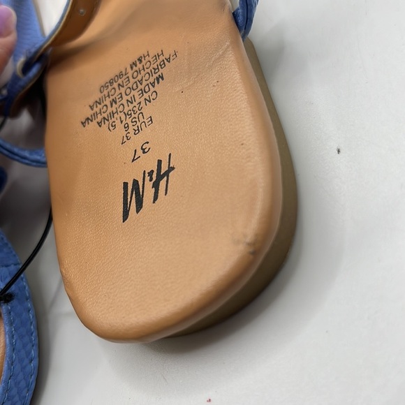 NWT H&M Sandals Thongs Shoes Blue Womens Size 6 37 - Picture 10 of 13